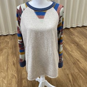 Aztec cream color long sleeve , multiple colored sleeves